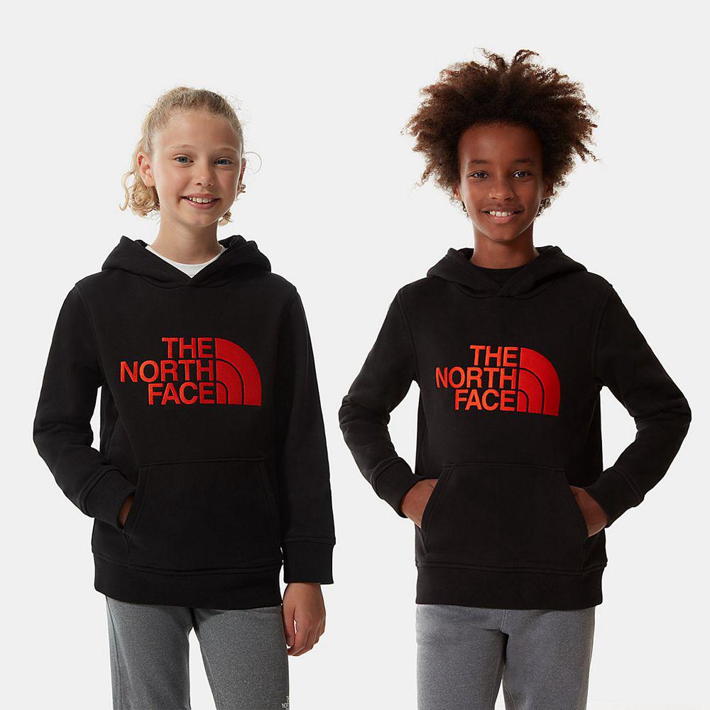 The North Face Drew Peak Παιδικα Φούτερ Hoodie - Μαυρα / Κοκκινα Πορτοκαλι (UDJL83709)